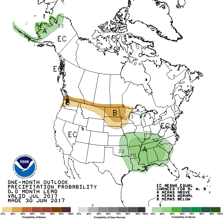 One Month Outlook Precip July 2017