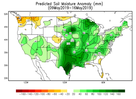 predicted soil moisture anomaly may 2019